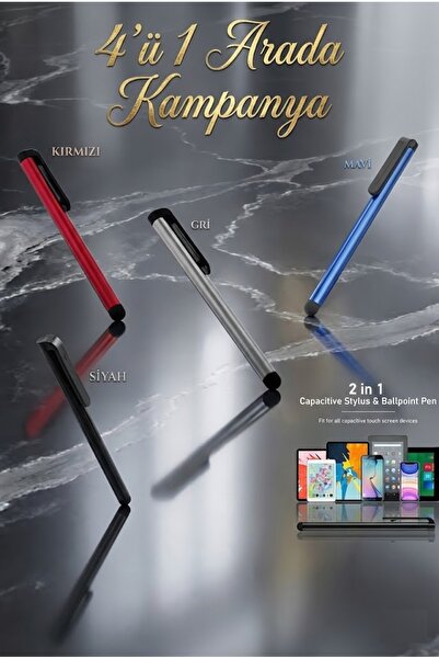 Derwell 4 Adet Renkli Universal Stylus Kalem iOS Android Windows Akıllı Tahta...