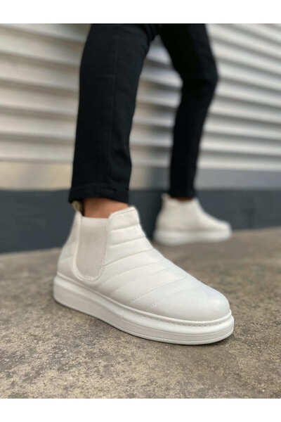 Run&Chic Jy205 Boston Laceless Orthopedic Sole Skin Men's Sports Boots Cbt White