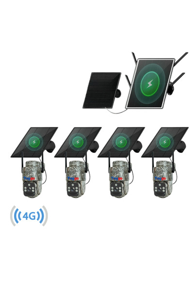 Taggo Sistem de supraveghere cu 4 camere, panou solar 4G + router cu panou so...