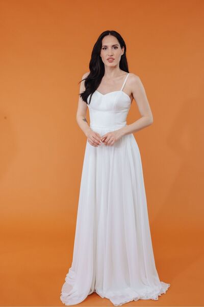 bride in love Askılı şifon gelinlik ,nikah elbisesi