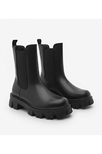 Saks Gardrop Women's Black Elastic Daily Thick-Soled Serrated Winter Snow Boots