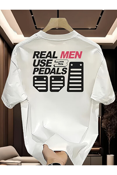 ibibik moda Unisex Oversize REALMEN Βαμβακερό T-Shirt με στάμπα και κοντό μαν...