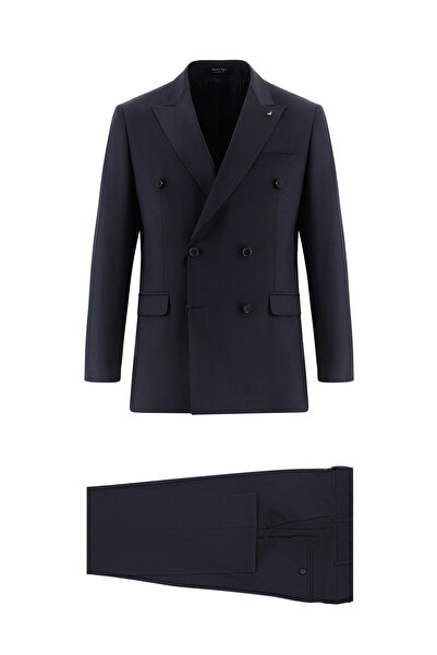 Abdullah Kiğılı 6 Drop Regular Fit Standart Kesim Yünlü Kruvaze Takım Elbise