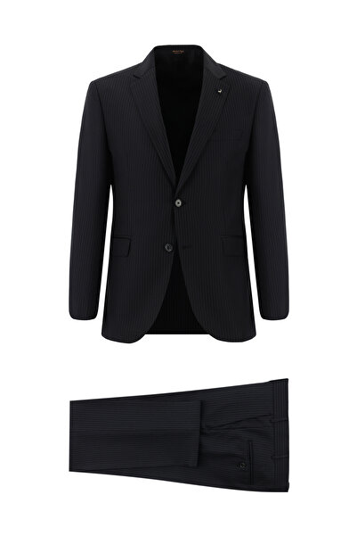 Abdullah Kiğılı 7 Drop Slim Fit Slim-Fit Wool Striped Silk Blend Suit