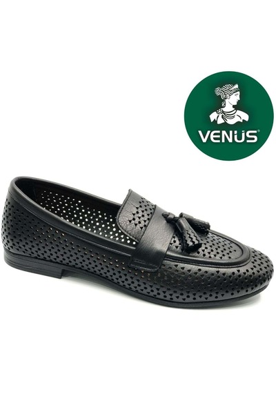 Venüs Pallas Genuine Leather Orthopedic Women's Casual Ballerina Shoes Black