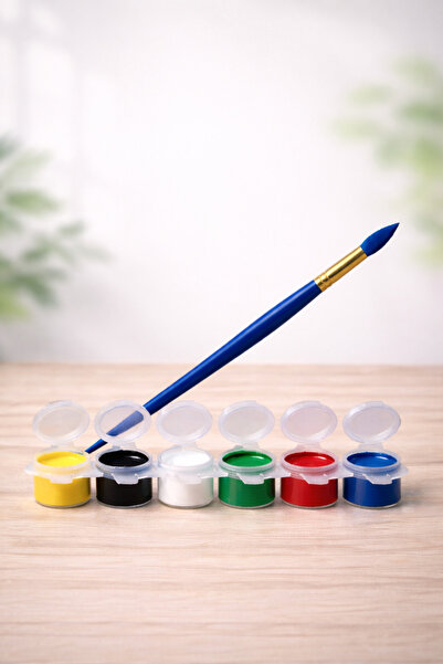 PRİNTELLA 6 Renk Akrilik Boya ve Fırça Seti – Çocuklar ve Hobi Severler İçin