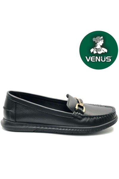 Venüs Rodentia Genuine Leather Orthopedic Women's Casual Ballerina Shoes Black