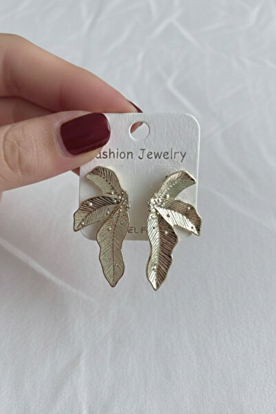 Volenta Shop Vip Gold Colorful Leaf Detail Earrings