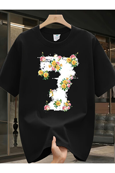 ibibik moda Yedi Printed Oversize Cotton Crew Neck T-Shirt