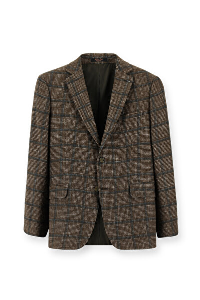 Abdullah Kiğılı 4 Drop Relaxed Fit Comfortable Cut Wool Plaid Italian Jacket