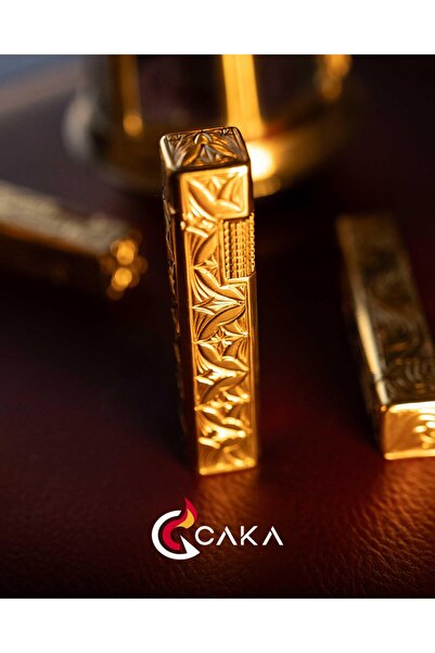 Caka Petra Gravür Serisi El Yapımı Pirinç Benzinli Çakmak Gold Gravür Tasarım