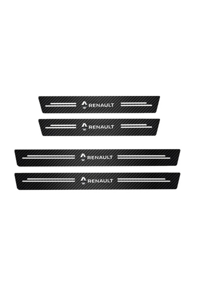 Choice ملصقات رينو الفضية المصنوعة من ألياف الكربون، 4 قطع، لعتبة باب السيارة...