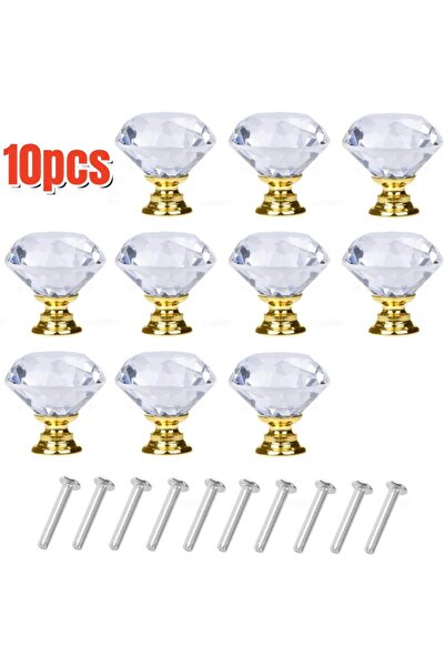 Choice 30mm 10Pcs Gold 10Pcs 30mm Crystal Clear Diamond Shape Acrylic Cabinet...