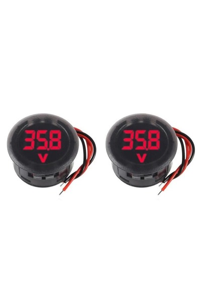Deli 2pc red 2pcs DC 4-100V Car Voltage Gauge LED Digital Display 12V 24V Wat...
