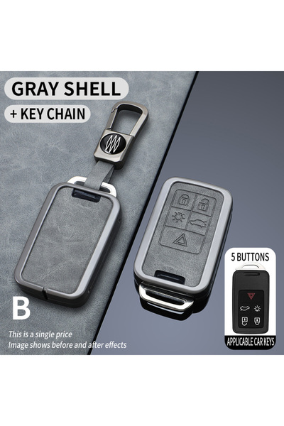 Choice6 Gray Square Set-5 5/6 Butt Zinc Alloy+ Leather Car Remote Key Case Co...