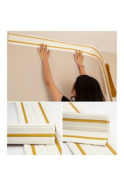 Choice 230cmx14cm white with gold 2.3M/Roll Inner and outer corner stickers d...