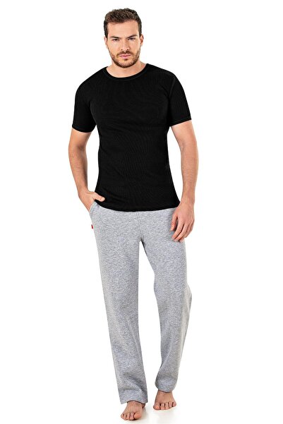 OBJE Men's Black Camisole Half Sleeve T-Shirt