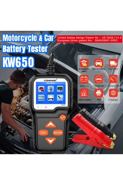 Choice 2026 New KONNWEI KW650 Car Moto Battery Tester 6V 12V Auto Battery Ana...