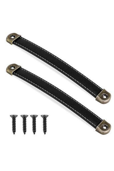 choice2 قطعتان من مقابض جلدية سوداء أو 2/4 قطع للأدراج، حقائب السفر، مقابض ال...