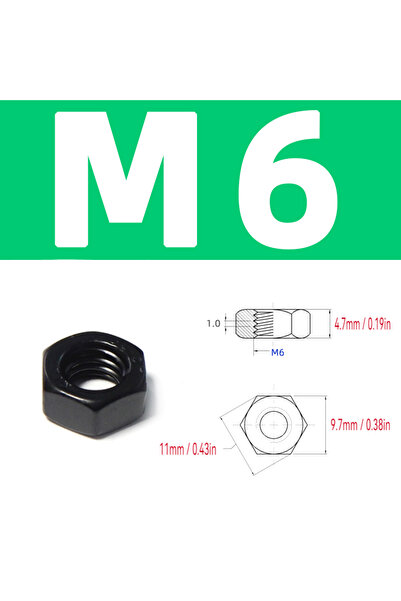 Choice1 HS304-M6-20 قطعة صامولة سداسية من الفولاذ المقاوم للصدأ الأسود SS 304...