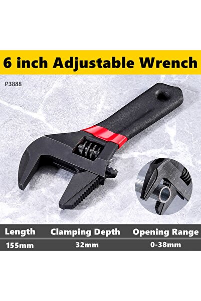 Choice 6 inch 1 Pcs 6/8” Short Handle Adjustable Wrench Oversized Open Bathro...