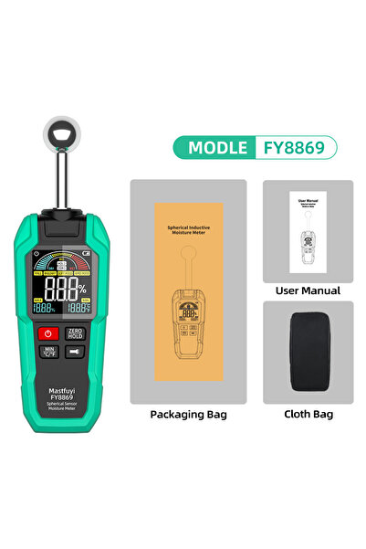 Choice مقياس الرطوبة FY8869 MASTFUYI، مستشعر كروي غير مدمر، شاشة TFT للكشف بع...