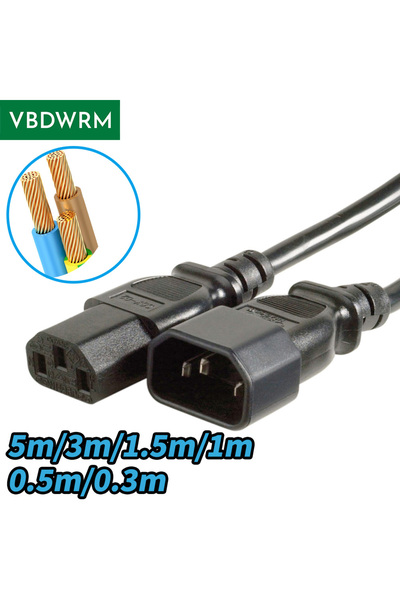 Choice5 5.0M IEC C13 to C14 Power Cord 18AWG Computer Power Cable IEC320C14 T...