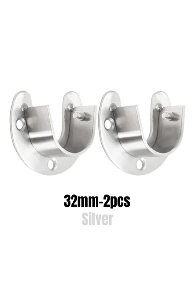 Choice 32mm Silver 2PCS 304 Stainless Steel Flange Seat Wardrobe Hanger Rod F...