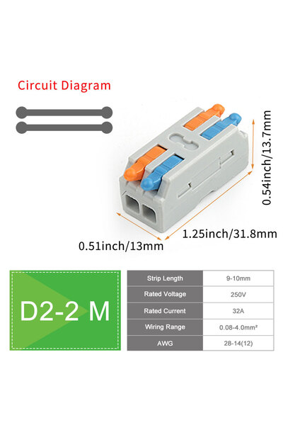 Choice15 10 قطع D2-2M 10/50 قطعة موصلات أسلاك صغيرة سريعة عالمية مدمجة مع صام...