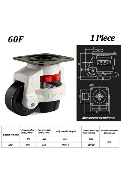 Choice 60F Adjustable Height Heavy Duty Leveling Machine Caster Universal Ant...
