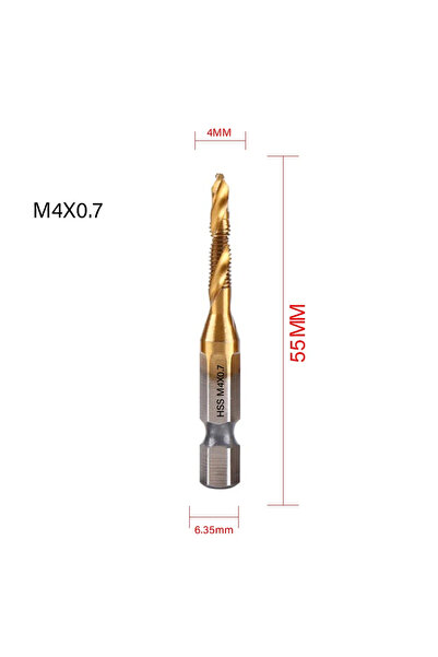 Choice29 مجموعة رؤوس مثقاب تيتانيوم ذهبية M4X0.7 مكونة من 6 قطع، مقاس متري، م...