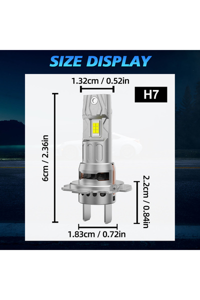 Choice طقم مصابيح أمامية LED H7 عدد 2، بقوة 20000 لومن، مصباح صغير CSP 3570، ...