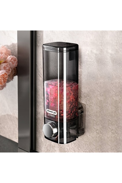 Choice موزع صابون رمادي اللون يُثبت على الحائط، لا يحتاج إلى حفر للتركيب، منا...