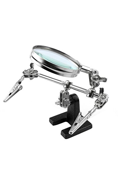 Choice حامل مكبر فضي من سيلفر هيلبينج هاندز مزود بمشبكين مزدوجين للتمساح وعدس...