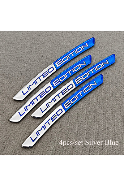 Choice 4pcs Silver Blue 4pcs/Set Alumium Car Wheel Hub Stickers Logo Limited ...