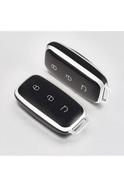 Choice1 غطاء سلسلة مفاتيح أسود وفضي لسيارات جيلي EX5 E5 L6 L7 EMI NO.1 بروتون...