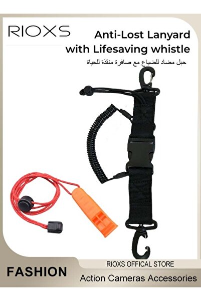 RIOXS حبل أمان مضاد للضياع مع صافرة إنقاذ لكاميرا GoPro، مزود بحافظة مقاومة ل...