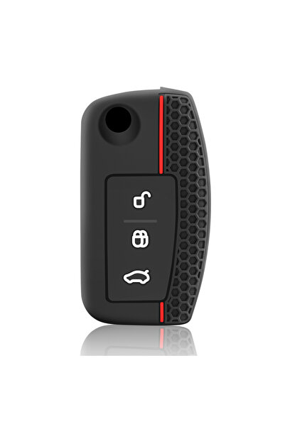 Choice غطاء مفتاح سيارة من السيليكون الأسود، مناسب لسيارات فورد فييستا، فيوجن...