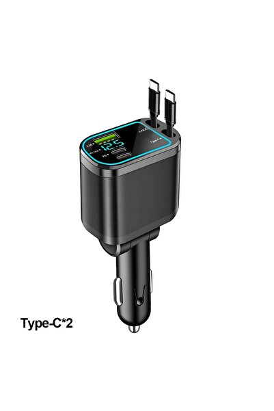 Choice شاحن سيارة قابل للسحب 5 في 1 مزود بكابل USB-C وإضاءة سقفية، بدون إضاءة...