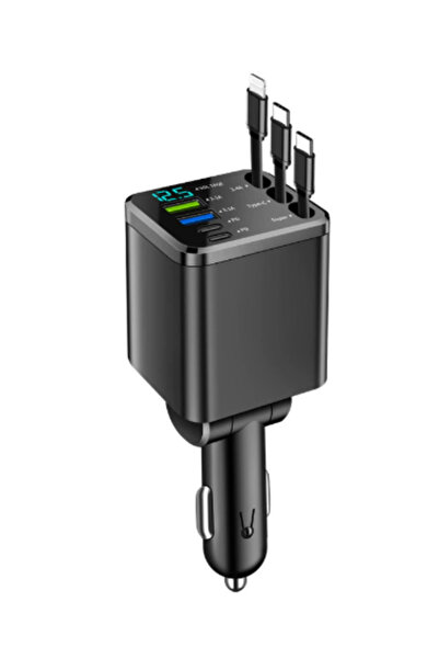 Choice شاحن سيارة قابل للسحب 5 في 1 محدّث، كابل USB من النوع C PD قابل للسحب ...
