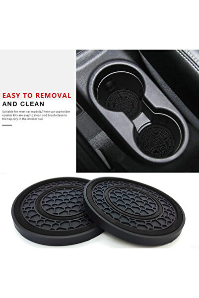 Choice black New 2-piece Anti Slip Mat, Car Coaster, Durable Car Cup Holder, ...