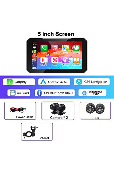 Choice شاشة دراجة نارية تعمل باللمس مقاس 5 بوصات، تدعم نظام CarPlay، وتدعم تس...