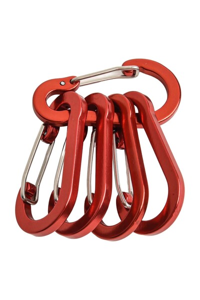 Choice سلسلة مفاتيح من 5 قطع من سبائك الألومنيوم الحمراء، مزودة بمشابك تثبيت،...