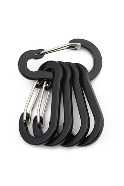 Choice سلسلة مفاتيح من 5 قطع من سبائك الألومنيوم السوداء، مزودة بمشابك تثبيت،...