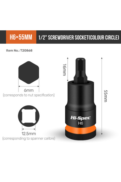 Choice16 Light Grey Hi-Spec 1/2 Inch Drive Impacts Sket Set Hex Bits H4-H17 C...