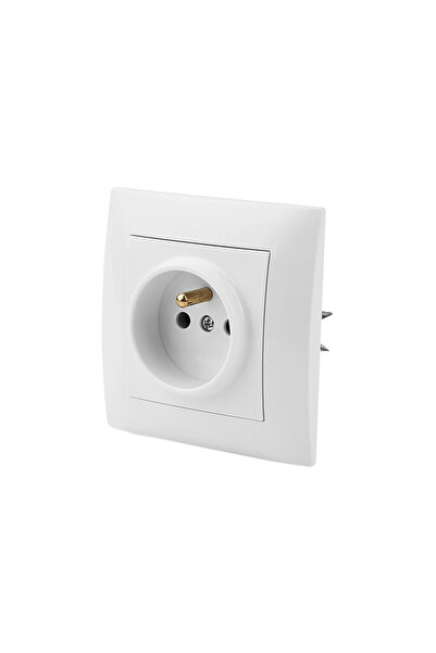 Choice7 مفتاح حائط أبيض فرنسي بمقبس واحد، مقاوم للهب، أحادي الاتجاه، متوافق م...