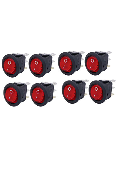 Choice3 8pcs Red 8pcs KCD1 On/Off 3-Pin 2-Position Snap 20A 12V Red LED Round...