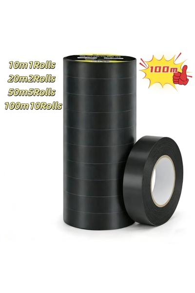 Choice شريط عازل كهربائي أسود مقاوم للهب، 16 مم، 100 متر (10 لفات)، لاصق قوي،...