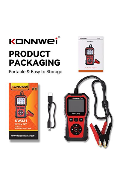 Choice جهاز فحص بطاريات السيارات الجديد KONNWEI KW331 (2026) 6 فولت - 12 فولت...