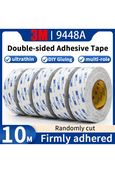 3M شريط لاصق مزدوج الجوانب شفاف 9448A، 20 مم، 10 م - فائق الرقة، عالي الالتصا...